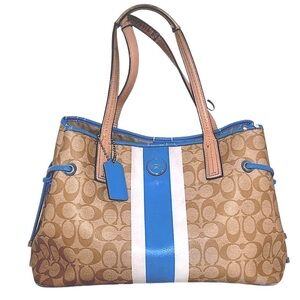 Coach Tan and Blue Signature Tote